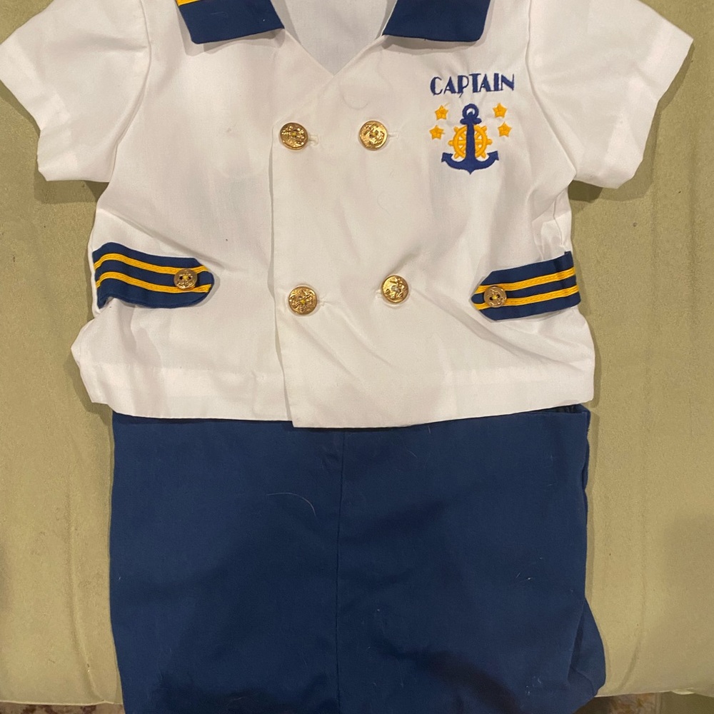 Nautical Captain Costume for Kids - White and Navy